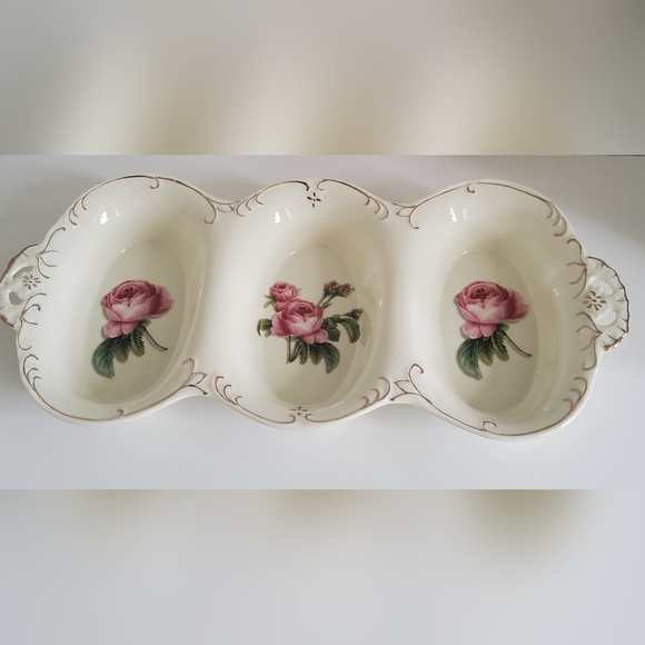 Vintage RK Porcelain Hand Painted 3 Part Divided Plate - Picture 3 of 8